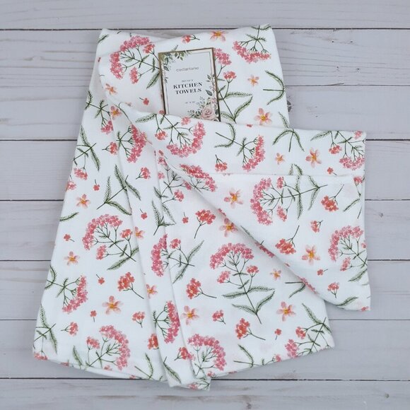 Cedarlane Kitchen Towels Towel Floral Flowers Set of 2 Dual Purpose 18x28 - Picture 2 of 3